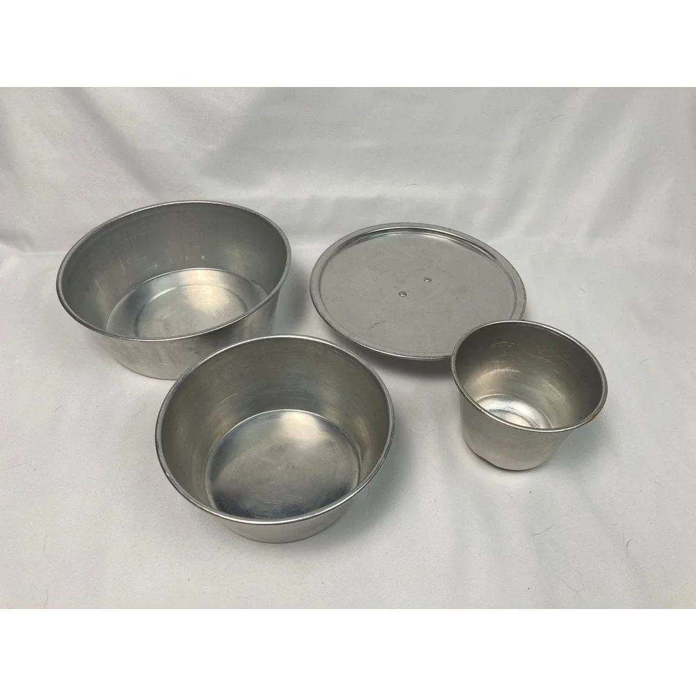 Vintage Aluminum Nesting Bowl Cup Tray Lot Primitive Camping‎ Kitchenware